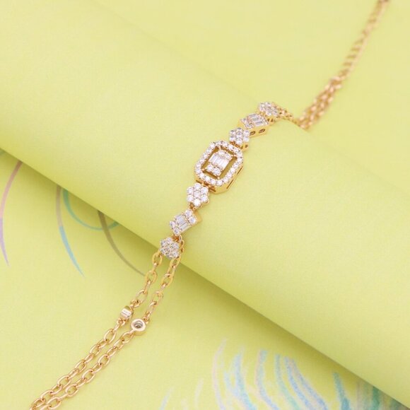 "Elegant Rose Gold Bracelet with Sparkling Gem Accents, XPBL0936 - Picture 4 of 14